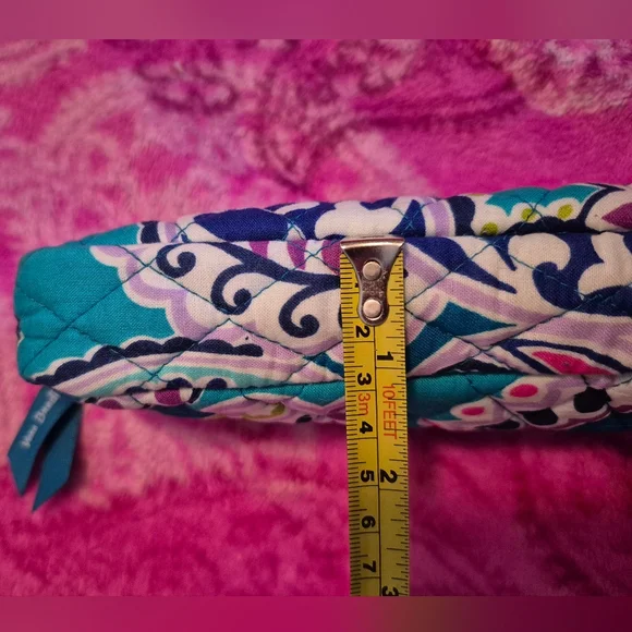 Vera Bradley Quilted Paisley Cosmetic Bag - Teal Purple Wakiki Patern - Picture 5 of 11